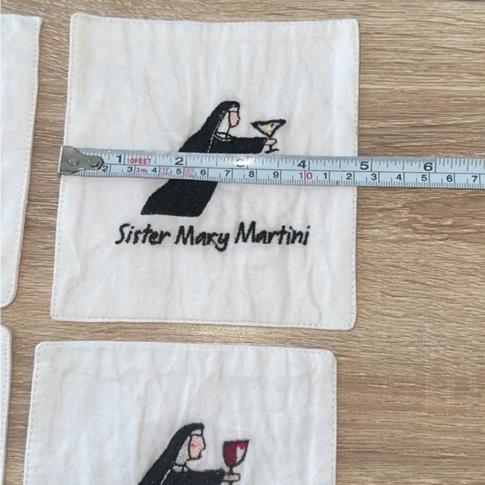 Sister Mary Funny 5” Square Fabric Coasters Set‎ of 8